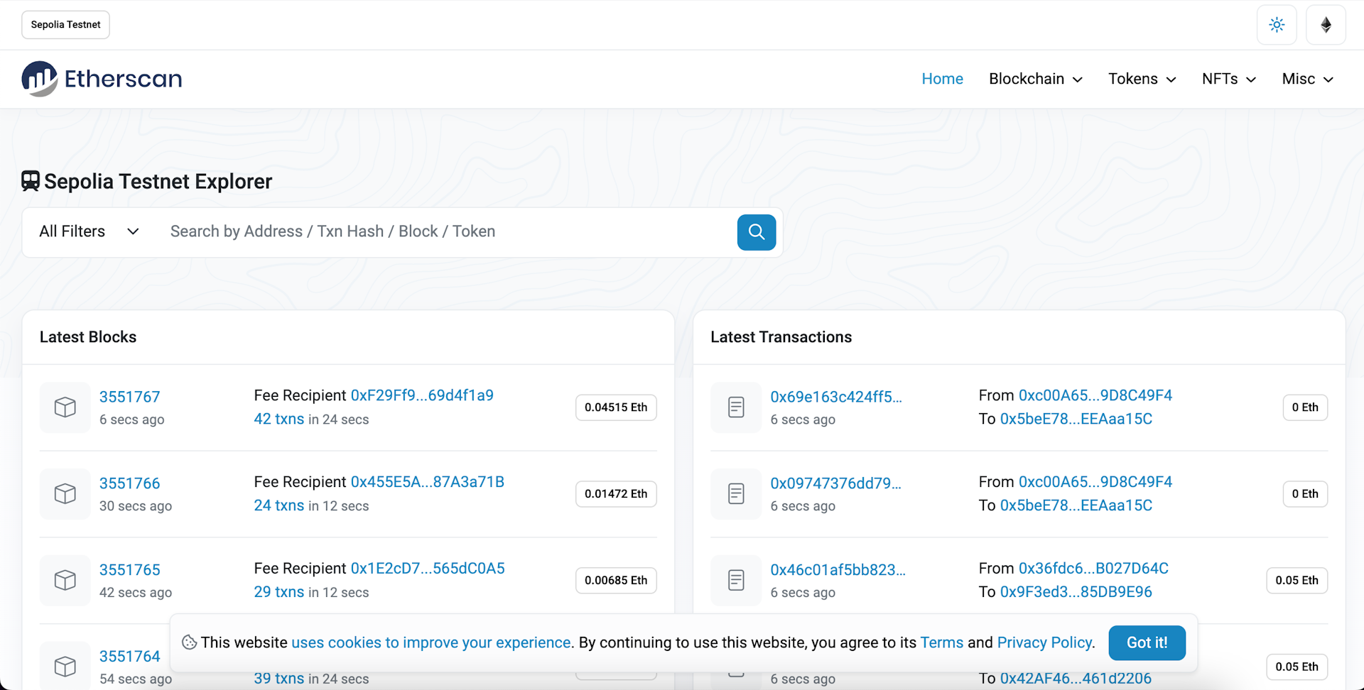 View your transaction address on Etherscan
